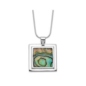 Sterling Silver Square Abalone Pendant Necklace with Chain (18 inches)
